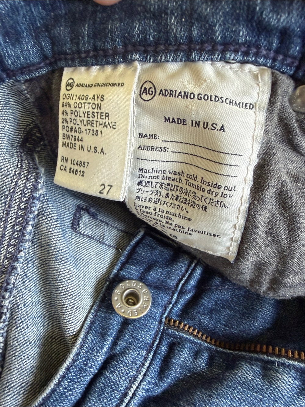 AG Adriano Goldschmied The City Short Denim Shorts Women’s Size 27 Made in USA - Picture 4 of 4